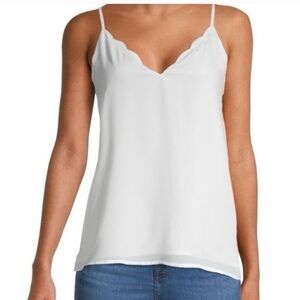 Socialite || scalloped cami tank top in off white